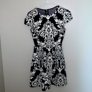 Blue & white fit and flare dress